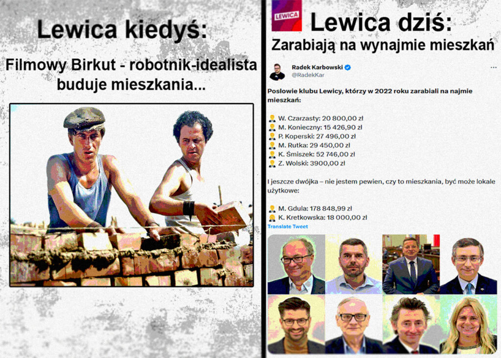 Mem - lewica kiedyś i dziś, posłowie lewicy z mieszkaniami na wynajem.